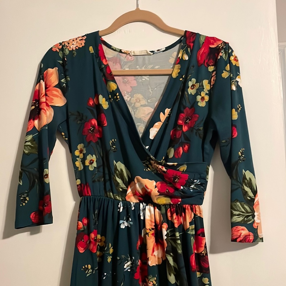 Three quarter length sleeve midi dress